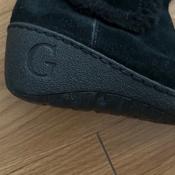 GUESS Faux Fur Suede Mid Calf Winter Boots Women Size 7M GUC - Picture 2 of 9